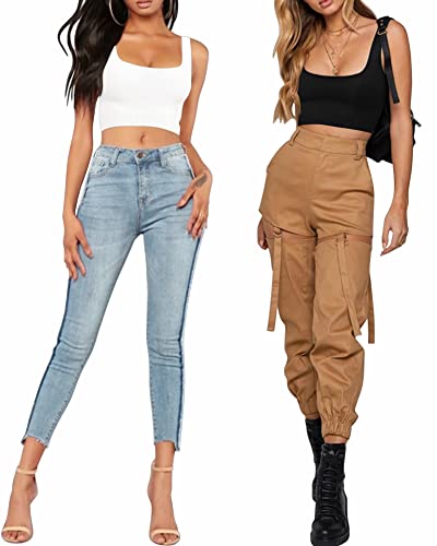 BelleLovin AESLOVIN Women's Ribbed Knit Basic Scoop Neck Sleeveless Crop Tank top4