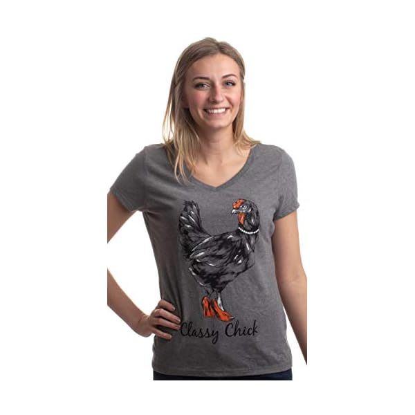 Classy-Chick-Funny-Cute-Chicken-Hen-Humor-Chiken-V-Neck-T-Shirt-for-Women Classy Chick | Funny, Cute Chicken Hen Humor Chiken V-Neck T-Shirt for Women-(Vneck,XL)