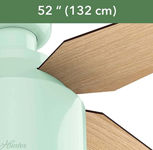 Hunter 52 inch Indoor Ceiling Fan with LED Light and Remote Control - Modern Ceiling Fan, Low Profile Mount, 4 Blades, For Bedroom, Living Room, or Kitchen, Quiet - Cranbrook 59260, Mint - Image 2