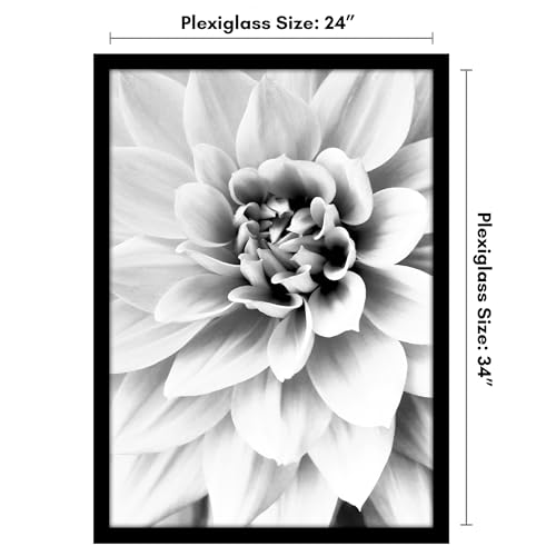 Americanflat 24x34 Poster Frame with Polished Plexiglass - Black Picture Frame - Wide Photo Frames Made of Engineered Wood for Vertical or Horizontal Wall Display - Epic Collection - Black