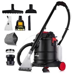LEHMANN Ultrawash 4-in-1 stofzuiger, stofzuiger voor tapijten en gestoffeerde meubels, zakloze stofzuiger met 20 liter tank, uitgebreide accessoires inbegrepen