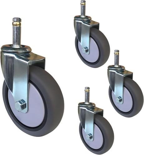 Wytrzymałe kółka skrętne 100 mm - nośność 280 kg - gumowe rolki do mebli, kuchni i stołu warsztatowego - Zestaw 4 sztuk z hamulcem (11 x 35 mm) dla optymalnej mobilności