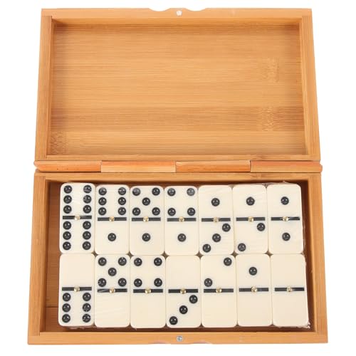 Jeu de dominos interactif en bambou et plastique beige pour partager