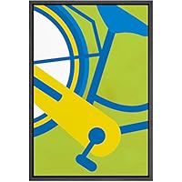 SIGNWIN Framed Canvas Wall Art Geometric Blue Bike in Green Background Transportation Bicycles Illustrations Minimalism Modern Closeup Colorful for Living Room, Bedroom, Office - 16