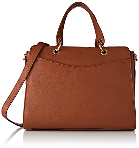 Hexagona Damen Paris 2 Griffen Kollektion Dune - Karamell - aus genarbtem Rindsleder Schultertasche - kleine Tasche - Umhängetasche - Handtasche, Braun, L : 37 x h : 26 x P : 16 cm Cover