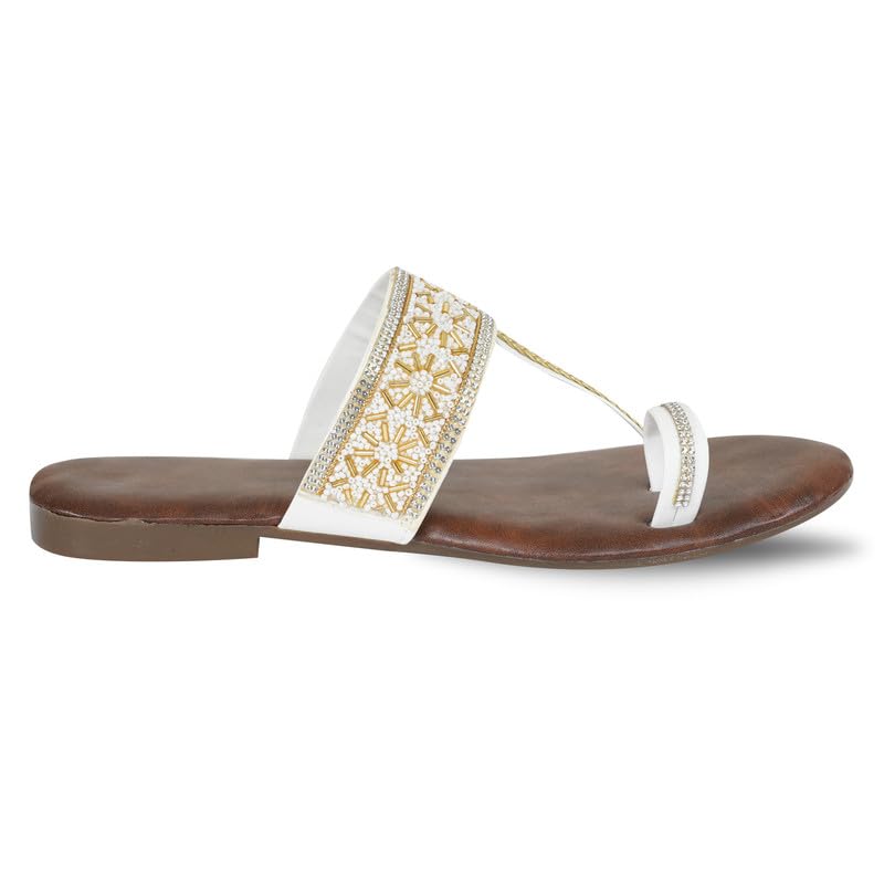 Image of DFR Flip Flops for Women Daily Use Comfortable Ethnic Embroidered Girls Slippers flipflops chappals