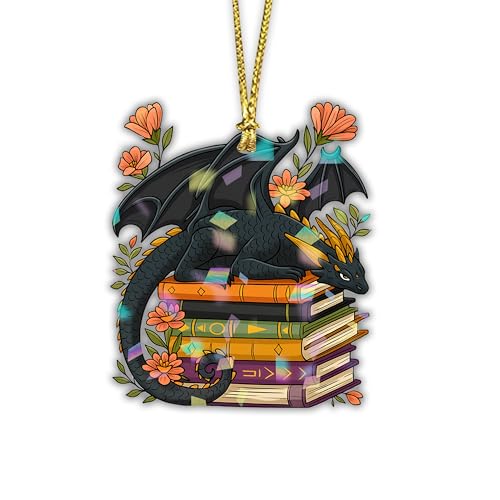 Bibliothèque en vinyle dragon fleur 10cm suspension holographique