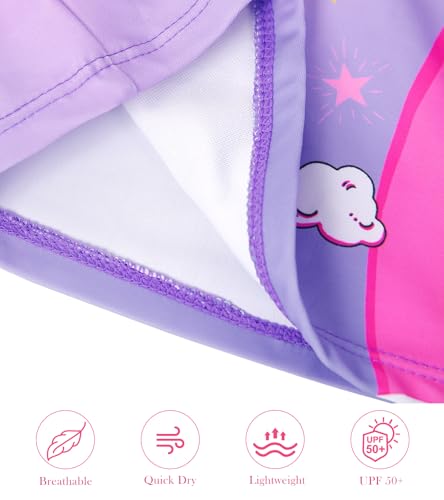 Image of Vogseek 4-10T Girls Rashguard 2 Pieces Long Sleeve Swimsuit Swimwear with Shorts