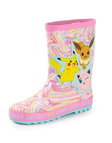 Pokémon Pikachu Eevee Jigglypuff Girls Multicoloured Rain Boots | Gotta Catch 'Em All Swirl Print | Pokemon Merch