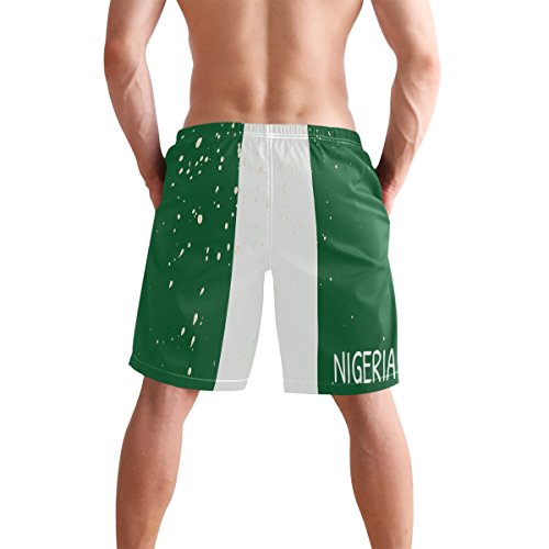 super3Dprinted Distressed Nigeria Flag Men's Swim Trunks Water Beach Shorts with Pockets2
