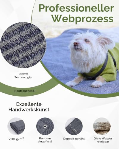 FoundGo Vorzeltteppich mit Ösen [280g/m² HDPE] Camping Teppich Outdoor Vorzeltboden inkl. Tragetasche Stahlnägel & Kleiner Besen Blau/Grau… – Ansicht 4