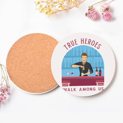 Sous-verre céramique True Heroes au design bartender durable