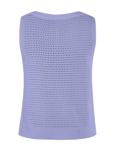 Image of FISACE Womens Crochet Tank Top Sleeveless Knit Summer Sweater | Round Neck, Hollow Out, Lightweight , Casual Crop,Cute Boho Vest