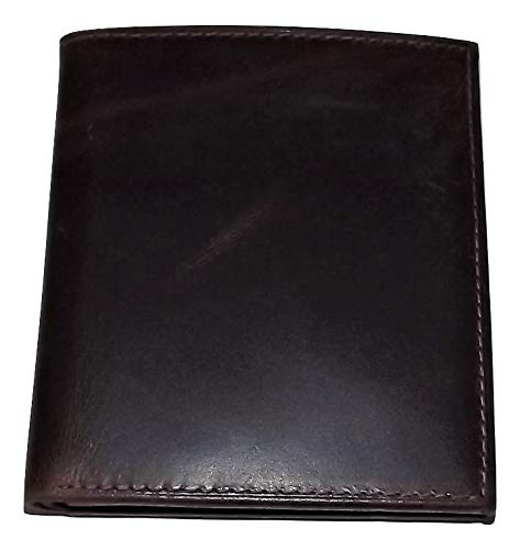 Men's Vintage Leather Bifold Hipster ID Wallet Walnut2
