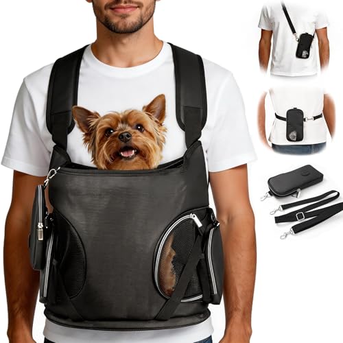 YUDODO Dog Front Backpack Carrier 7-15 lbs, Soft Breathable Pet Front Facing Carrier with Adjustable...
