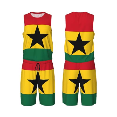 Uniforme de basket-ball pour homme - Imprimé drapeau du Ghana - Maillot de basket-ball à séchage...