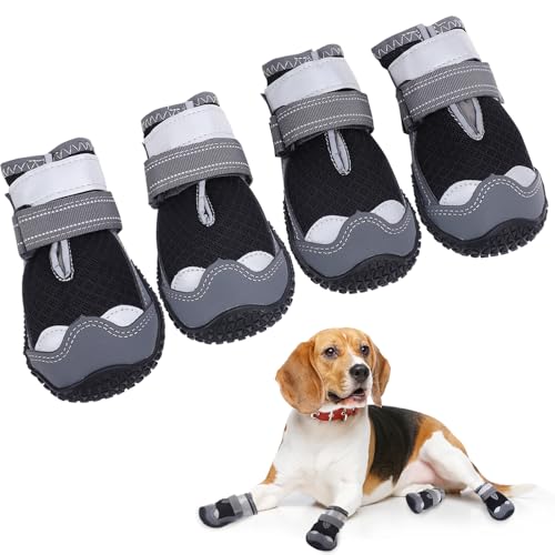 Bottes Chien 4pcs Respirantes Bande Réfléchissante Semelles Antidérapantes