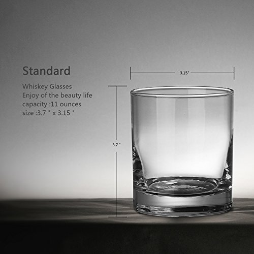 Whiskey Glasses 11 ounces Short Glasses,Set of 6 Rocks Style Glassware and Old Fashioned Drinking Glasses (11 ounces)
