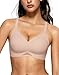 OEAK Womens Wireless Bras Scalloped Push Up Bralettes No Underwire Supportive Tshirt Bra Seamless Comfortable Everyday Bras L Nude