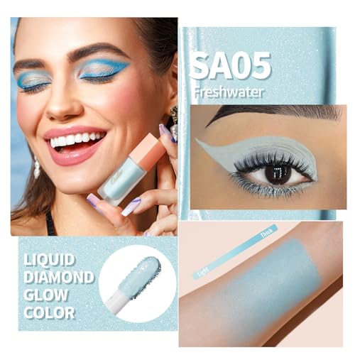 Oulac Liquid Eyeshadow Satin Finish - Multi-Use Eyeshadow Eye Primer Liquid Blush, Pink, Blue, 5.4 ml (Pack of 2) - Image 3