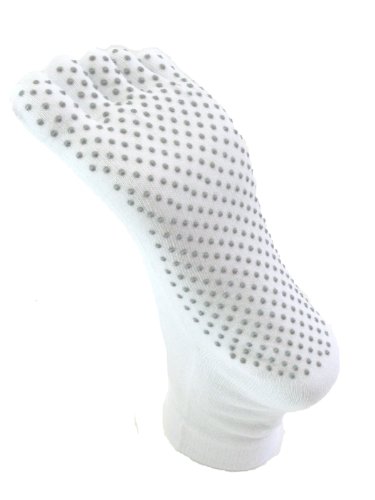 COUVER White No Skid No Slip Sole Yoga 5 fingers Toed Sock(Length:Ankle)