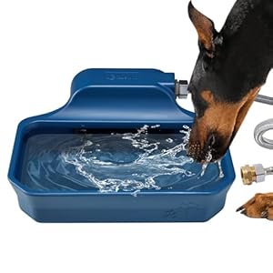 Automatic Dog Water Dispenser 1 Gallon Dog Water Bowl for Indoor Outdoor Auto Water Feeder Large Waterer for Pets Livestock Food Grade Material Water Auto Refill Fit GHT 34 Faucet Blue