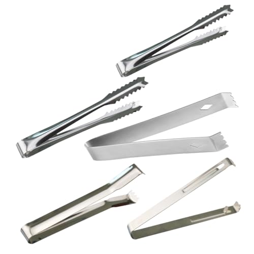 NAMOARLY Ice Cube Sugar Clip Stainless Steel Sugar Tongs 5pcs Mini Serving Tongs for Buffet Bbq Kitchen