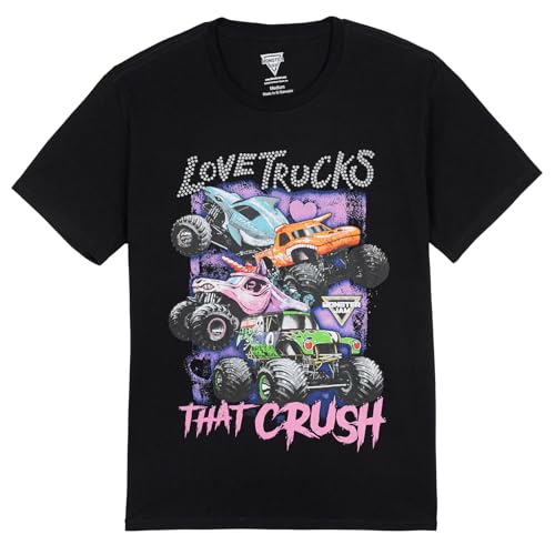 Monster Jam Grave Digger El Toro Loco Megalodon Womens T-Shirt Black Love Trucks that Crush Large