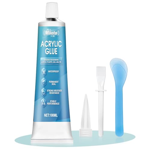 Miioto Pegamento para Cristal, Pegamento Plastico, pegamento para Metacrilato, Resistente ai Calore/Trasparente/Tenuta Estremamente Forte, Adatto per ABS, ASA, 100ml