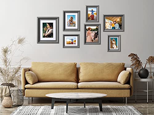 Doai Art Grey 4X6 Picture Frame, Rustic Wooden Picture Frames With Hd Glass, Display Photo 3.5X5 With Mat Or 4X6 Without Mat For Wall Or Tabletop, 6Pack #TOP5