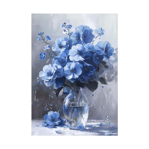 Lienzo azul abstracto para rellenar paredes vacías grandes en salones modernos