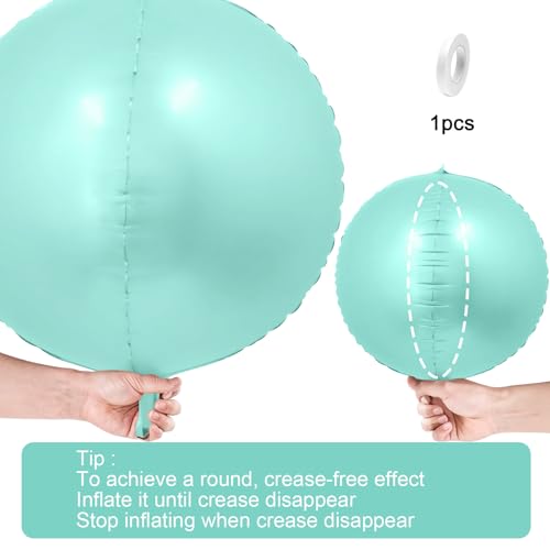 Image of 12PCS Teal Blue Round Foil Balloons 22 inch 15 inch 10 inch Large Mylar Balloons