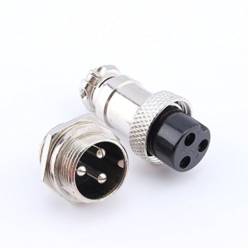 Yosoo M16 16mm 3 Pin Screw Type Electrical Aviation Plug Socket Connector (3 Pin)