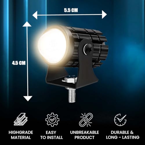 Image of 18W LED Motorcycle Fog Light with Switch - Dual Color Yellow & White | Projector Headlight with Lens | Waterproof Spotlight Lamp | Universal Fit for Bikes & Scooters (Pack of 2)