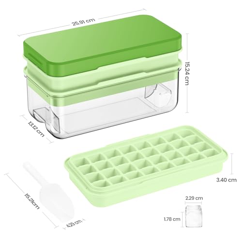 image for PHINOX Ice Cube Tray With Lid and Bin, Ice Trays for Freezer, Flexible