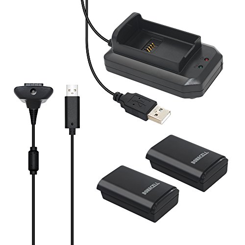 Bonacell 2 Pack Rechargeable Ni-MH 2200mAh Controller Replacement Battery and Charging Kit for Xbox 360 Controller