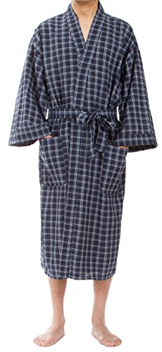 Leisureland Men's Plaid Robe, Woven Bathrobe