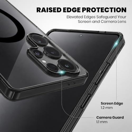 Image of Elzzi Anti Scratch Semi Translucent Cover for Samsung S25 Ultra Case, Premium PC + TPU Magnetic Phone Cases Drop Proof, Compatible with Magsafe Slim Never Yellowing Shockproof