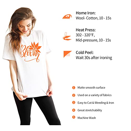 Image of VINYL FROG Orange Heat Transfer Vinyl 10x60 inch(5 feet) Iron On HTV for Cameo or Heat Press Machine