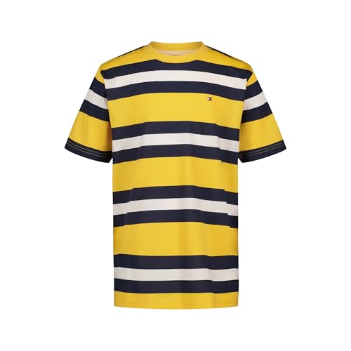 Tommy Hilfiger Boys' Short Sleeve Fashion Crew Neck T-Shirt, Rugby Stripe Yolk Yellow, 10-12 - image 1