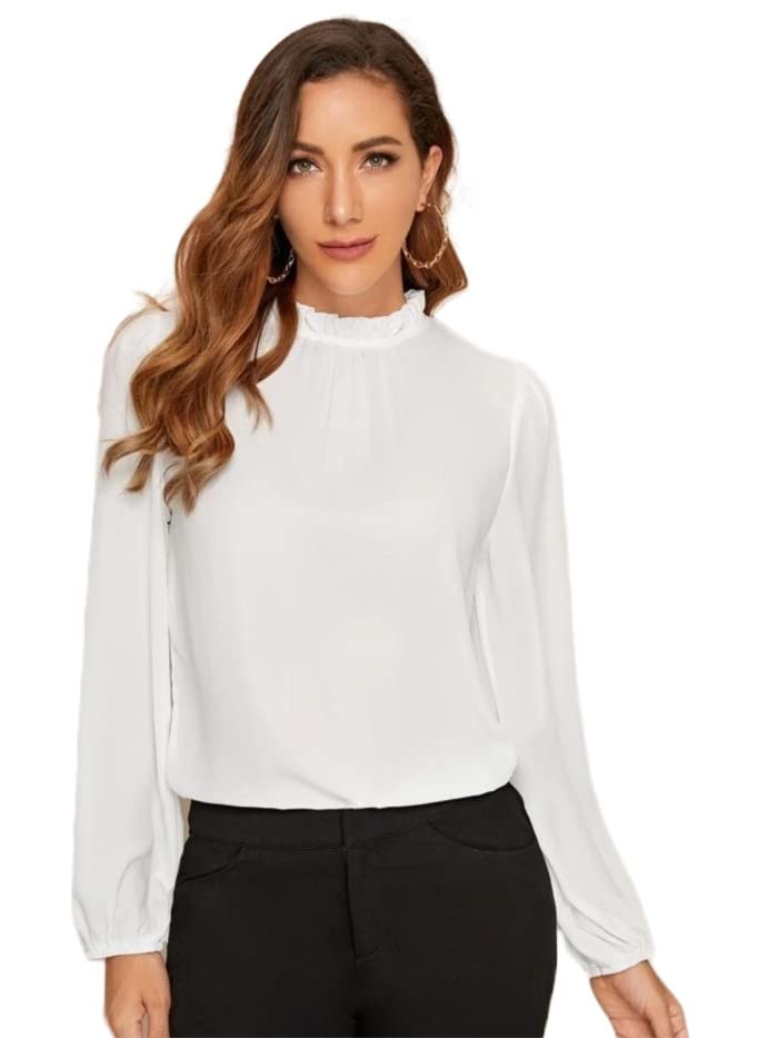 Image of FNOCKS Women's Plain Round Neck Long Sleeve Slip On Cotton Top