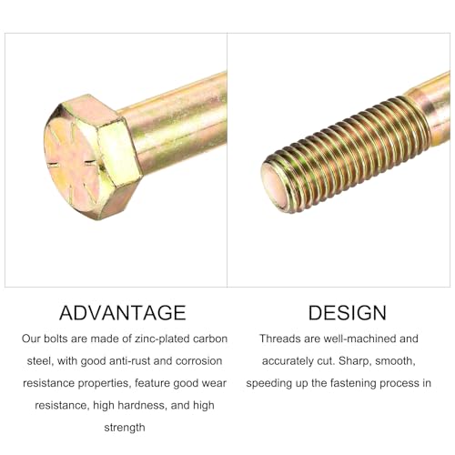 Image of METALLIXITY Hex Bolts (3 /4-10x4-1 /2) 10Pcs, Carbon Steel Zinc Plated UNC Hex Head Screw Bolt Machine Screws - for Furniture Repair, Yellow