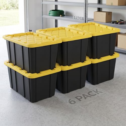 CLMSTE 6 Pack 27 Gallon Heavy Duty Storage Bins with Snap Lids