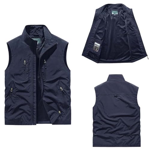 Men's Lightweight Utility Vest Outdoor Sleeveless Zip Up Jacket With Multi Pockets For Hiking Travel3