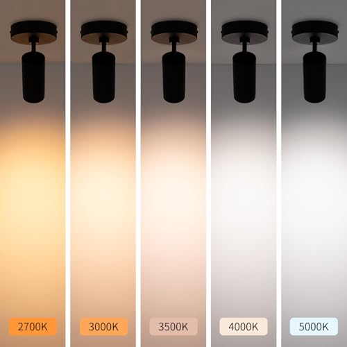 Image of mirrea 5-Color Zoomable Indoor Spot Lights,LED Ceiling Spotlight Lighting Fixtures for Room and Hallway,Accent Light for Gallery,Black Directional Lamp for Home,2700-5000K,15-45,CRI90+,Pack of 1