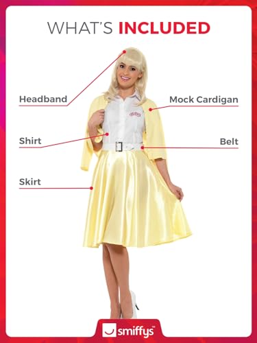 Smiffys Grease Sandy Costume in Yellow for Adults, Skirt, Shirt, Mock  Cardigan, Belt, and Headband, Officially Licensed, Ideal for Matching Fancy  Dress with Cardigan and Belt Details - BigaMart