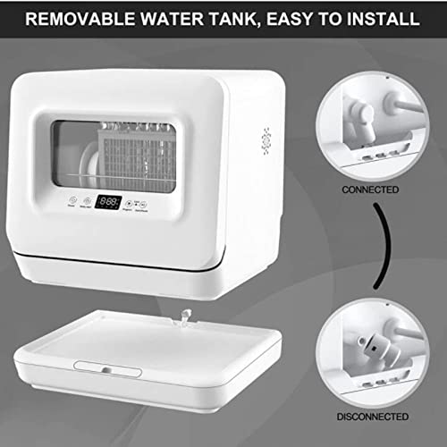 Mini-vaatwasser 45 Cm, Draagbare Topvaatwasser, Met 5 Wasprogramma's, Tafelvaatwasser, 360 ° Bovenste En Onderste… - Afbeelding 6