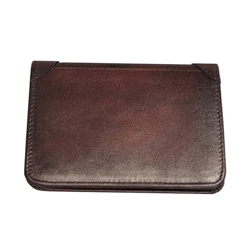 Cartera de bloqueo para hombre, piel sintética de fibra ultrafina, diseño compacto y elegante para uso diario, viajes, Marrón2, Color sólido