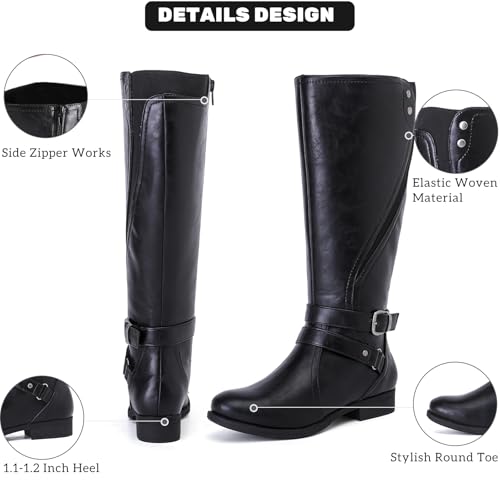 Women's Knee High Boots - Stylish and Comfortable Round Toe Low Heel Riding Combat Tall Boots with Side Zipper Closure for Fall and Winter Wear For Women.3