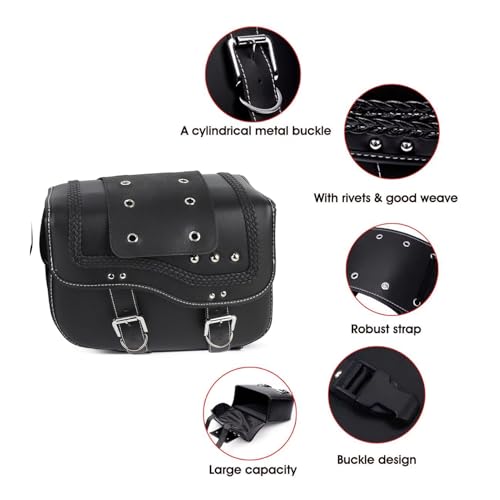 Alforjas para motocicleta 30L de cuero PU impermeable, maletas laterales universales para montar en basculante o portaequipajes, instalación con cuerda ajustable, amplio almacenamiento miniatura 5